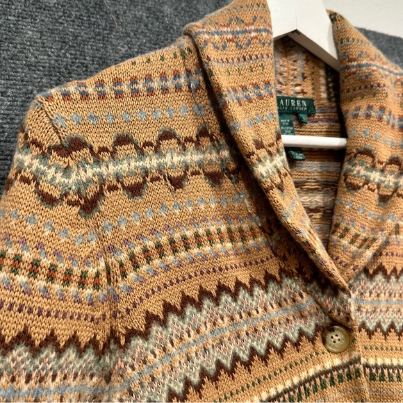 Lauren Ralph Lauren fair isle cashmere angora blend cardigan sweater size SMALL - Picture 3 of 14